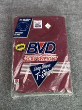 1993 BVD Men’s XL White Heavyweight Cotton Long Sleeve T-Shirt NOS NIP USA