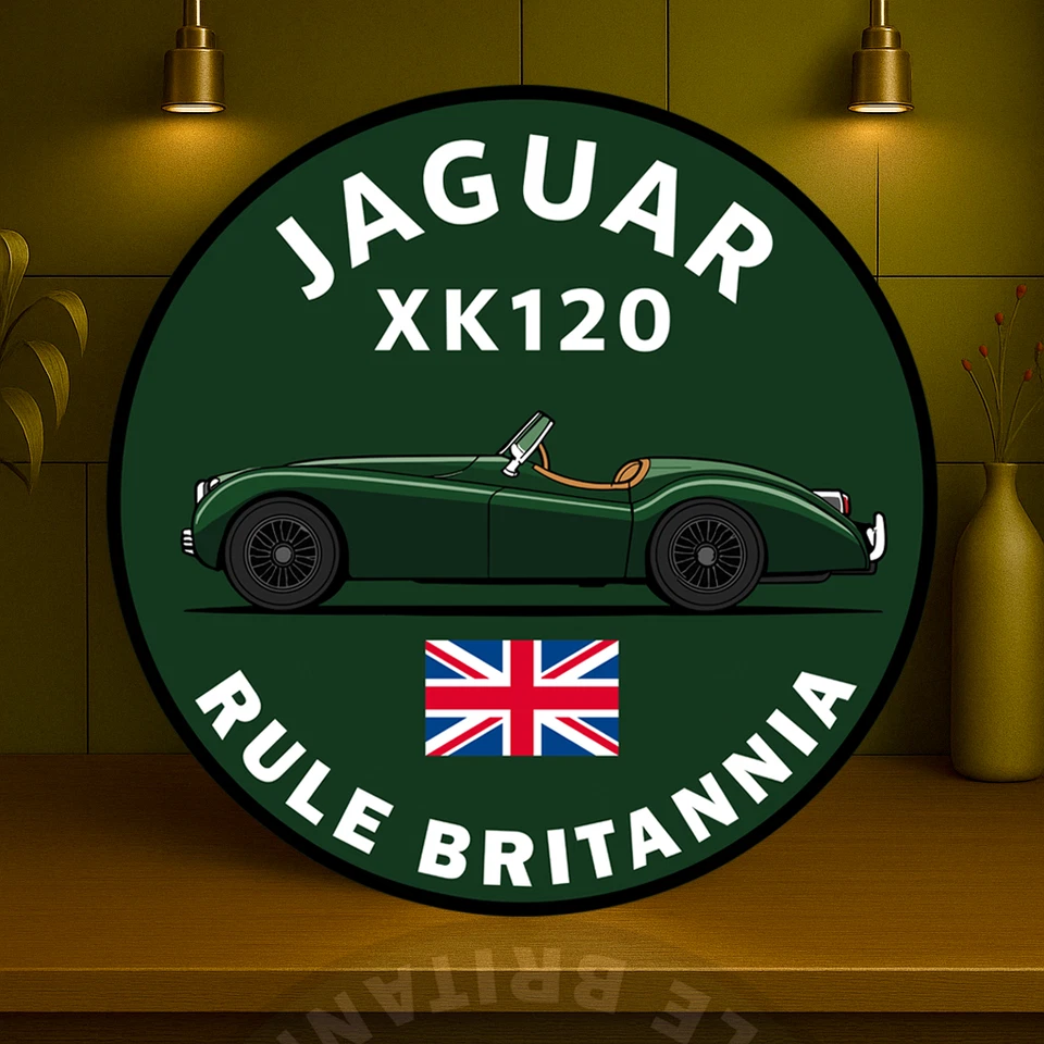 Jaguar XK120 Rule Britannia Heavy Metal Sign XL - 19.7" (50 cm) - Image 3 of 4