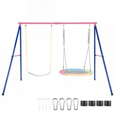 A-Frame Swing Stand for 2 Swings 250 kg Heavy Duty Metal Swing Set Red