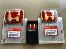 3pc For Honda Civic 2016-2021 Front Rear Badge Steering Red Emblem New 3pc For Honda Civic 2016-2021 Front Rear Badge Steering Red Emblem New