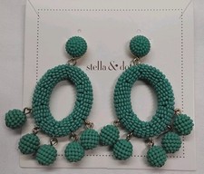 Stella & Dot Cece Chandelier Drop Earrings Turquoise Blue New In Box