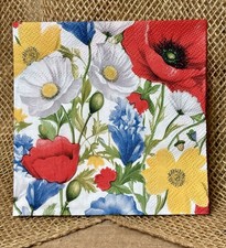 C-032 Wildflowers, poppy decoupage napkins, floral design, crafting napkins