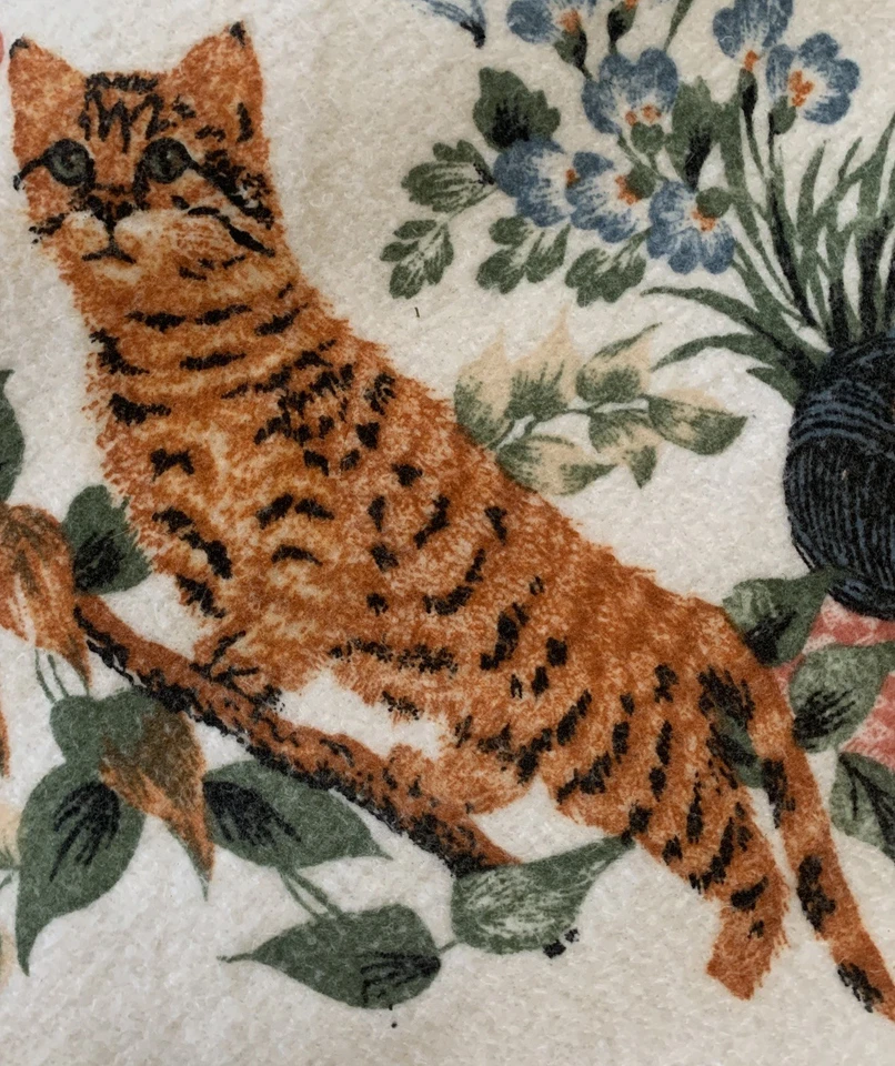 "Manta felina de colección gato gatito poli/acrílico completa doble EE. UU. casa de campo empaquetable 72x90""" Foto 3 de 4