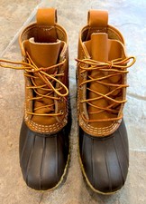 LL Bean Lace-up Duck Boots, Brown Leather, Women's Size 7 M, Very Good Condition