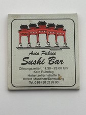 Asia Palace Sushi Bar Munich Germany Vintage Matchbook Unstruck (damaged)