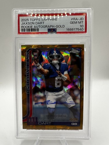 Jaxson Dart [Gold Sapphire] #RA-JD 2025 Topps Chrome Rookie Autograph card