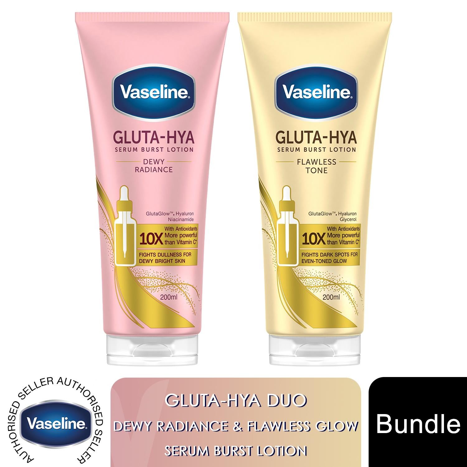 Vaseline Gluta-Hya Lotion Duo – Dewy Radiance & Flawless Glow (2 x 200ml)