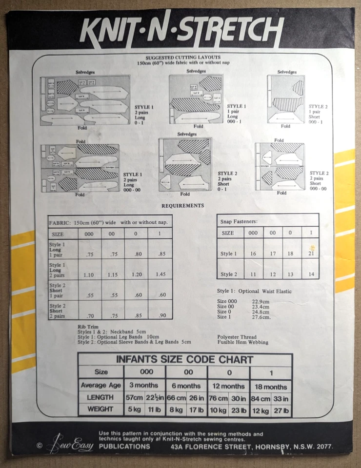 Knit-N-Stretch Infant Grow Suits in 2 Styles 415A Sz 000-1 Vintage UNCUT - Image 2 of 4