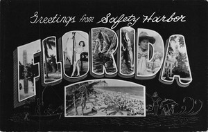 Florida FL Safety Harbor Greetings From Large Letter Real Photo RPPC Postcard