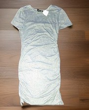 NWT Forever 21 Short Sleeve Gray Ruched Drawstring Dress, Size Medium