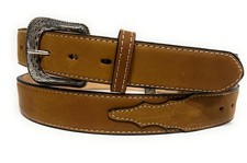 MEN'S WESTERN LEATHER BELT. COWBOY RODEO NUBUCK LEATHER BELT , Cinto Vaquero