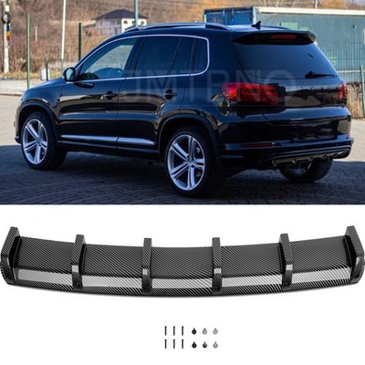 For VW Tiguan R-Line Carbon Fiber Rear Bumper Diffuser Fins Spoiler Lip Splitter