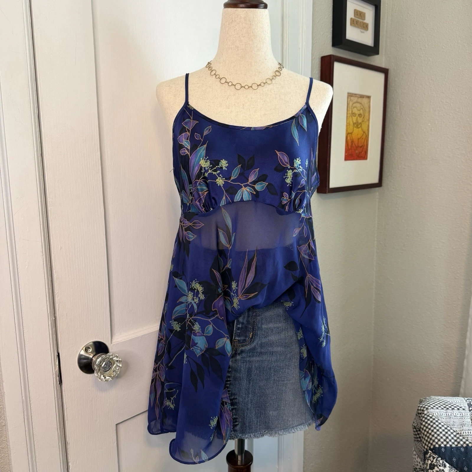 UNDERCOVER Vintage anni 90 Secret Treasures Floreale Fata Mini Babydoll Vestito Slip Viola Wms M