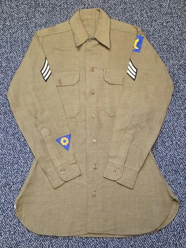 Vintage WW2 Shirt Arwood Mfg Military 1942 14 1/2 -32 Army Navy World War