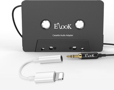 Elook Car Cassette Aux Adapter Kit,With 3.5 Mm Headphone Jack Adapter,Black fo