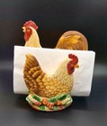 Vtg FITZ AND FLOYD Del Vino: Rooster with Chick Napkin Holder, Colorful Vibrant — photo 1