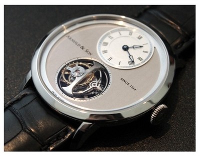 Arnold & Son UTTE Ultra Thin Tourbillon Palladium Silver Dial Leather 42 Watch