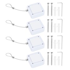 4Set 3.3ft Retractable Remote Tether Remote Cable Lock White Rope Locks