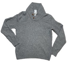 J Crew Sweater Men M Medium Gray Rugged Merino Wool Shawl Collar Casual Preppy