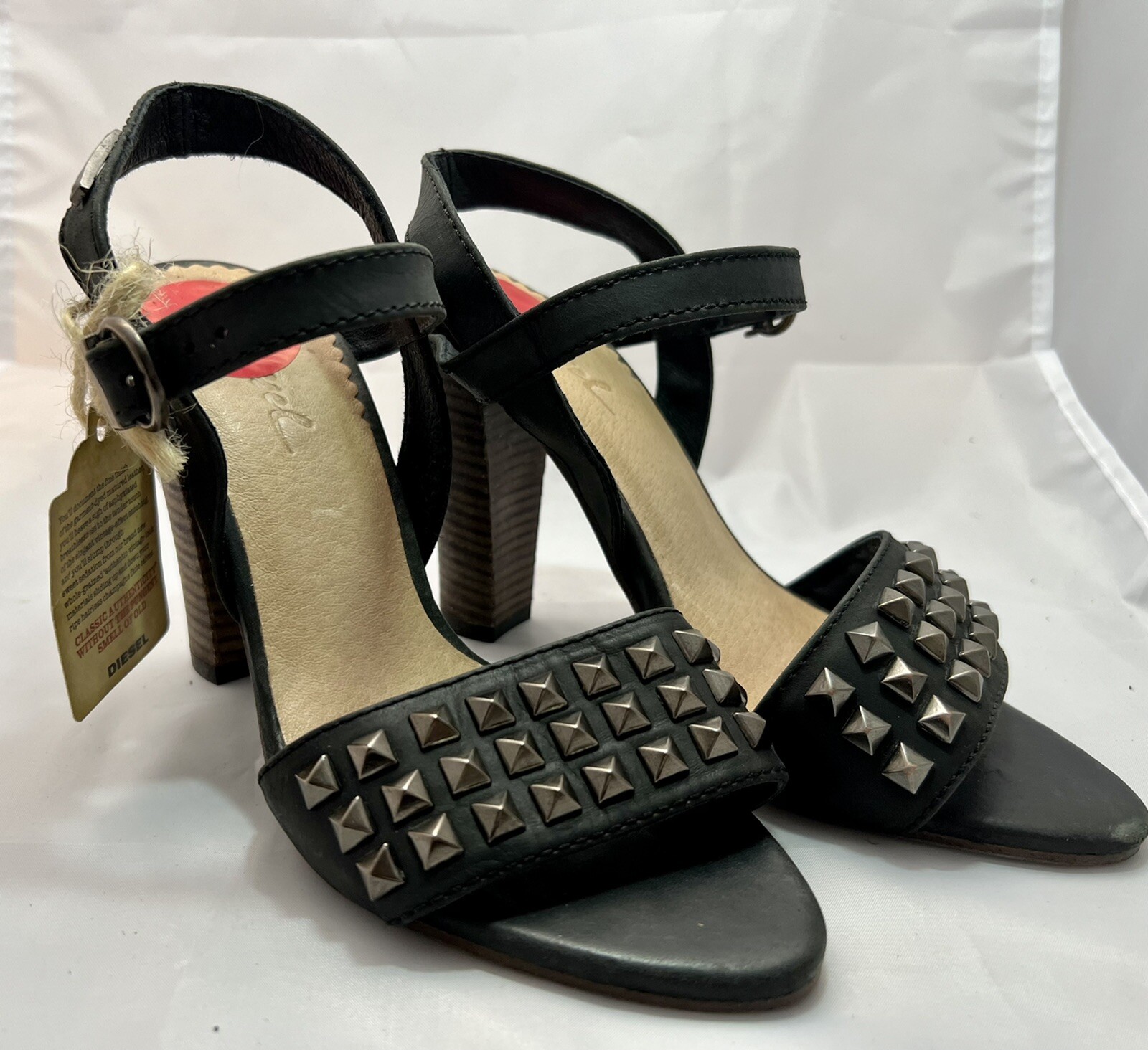 DIESEL Womens Leather Studded Heels 