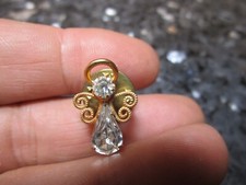 Lovely Detailed wings Gold Tone and Rhinestone Guardian Angel Pin
