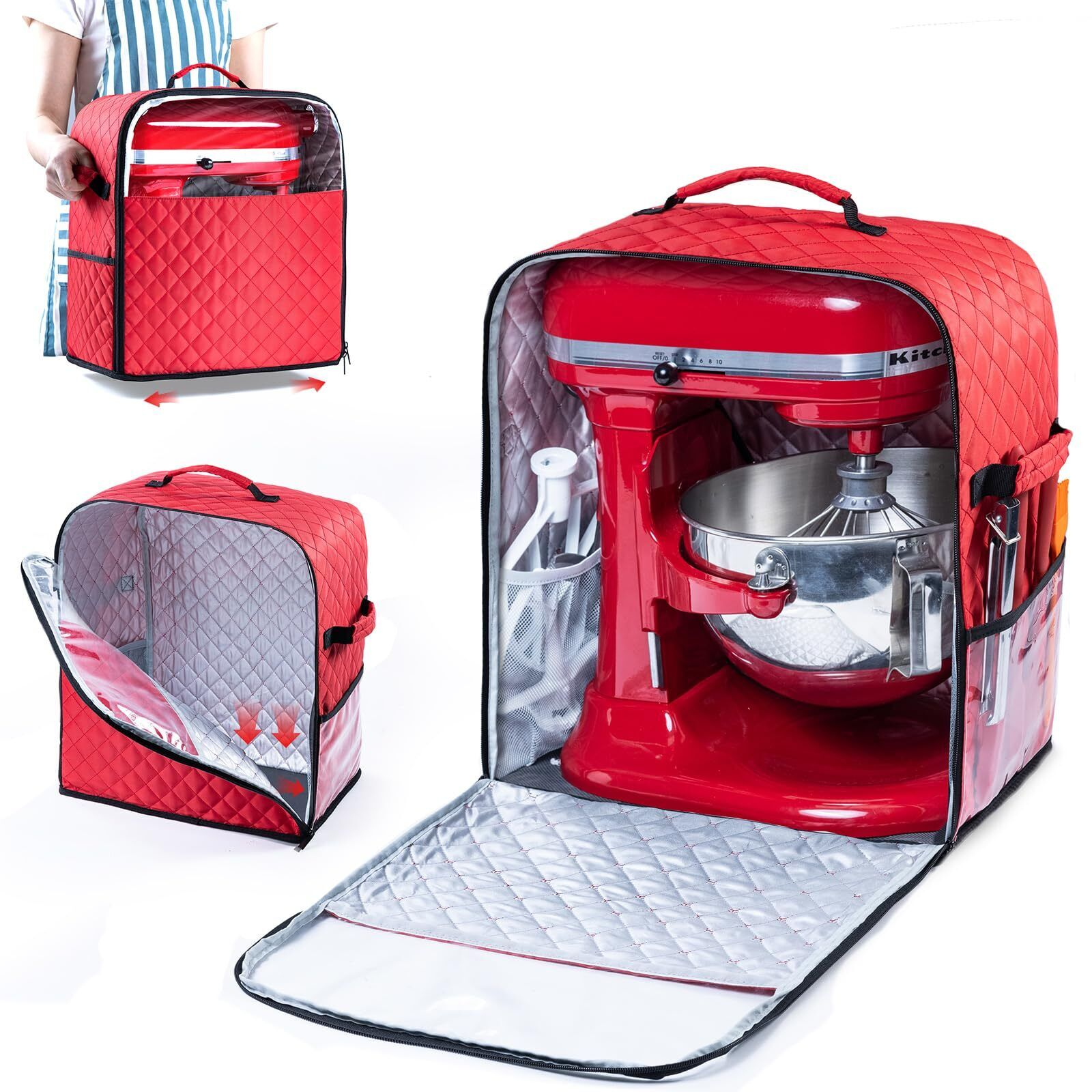 KitchenAid Mixer Cover with Sliders Base for 6 7 8 QT Stand Mixers  -image