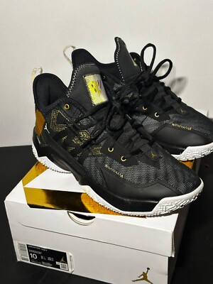Nike Air Jordan Mens Westbrook One Take 2 Black/Gold Basketball Shoes Size 10