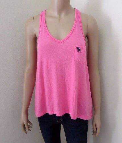 NWT Abercrombie Womens Racerback V-Neck Tank Top Size XS Pink Shirt - Afbeelding 1 van 6