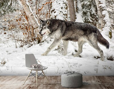 3D Black Wolf Snow ZHUA85 Wallpaper Wall Murals Removable Self-adhesive Zoe