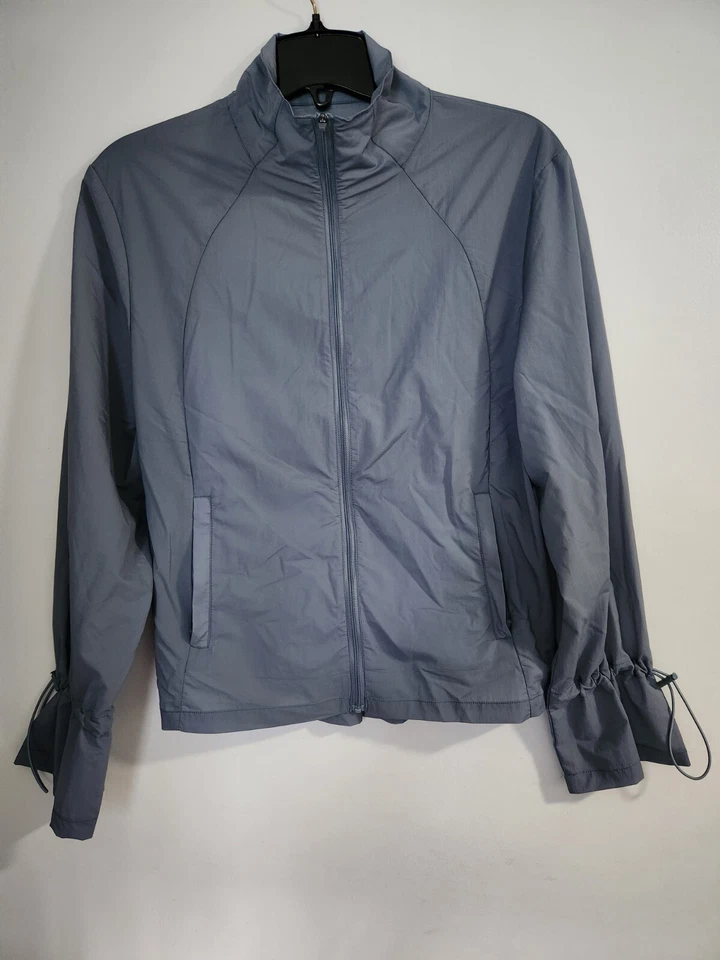 Chaqueta cortavientos Zyia Active para mujer MED ultra ligera 5 oz cremallera completa gris Foto 3 de 4