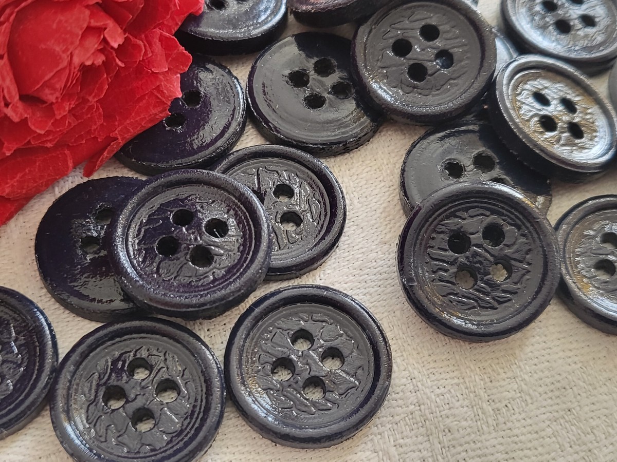Lot De 10 Boutons Vintage Bleu Foncé – Anciens, Diamètre 1,7 Cm – Occasion – France