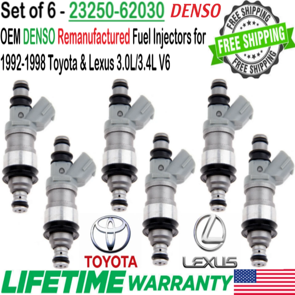 Genuine DENSO Best Upgrade x6 Fuel Injectors For 1992, 1993 Toyota Camry 3.4L V6 - Image 2 of 4