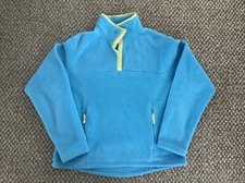 LL Bean Polartec Sweater Fleece 1/4 Snap Pullover Womens M-Reg Sky Blue READ