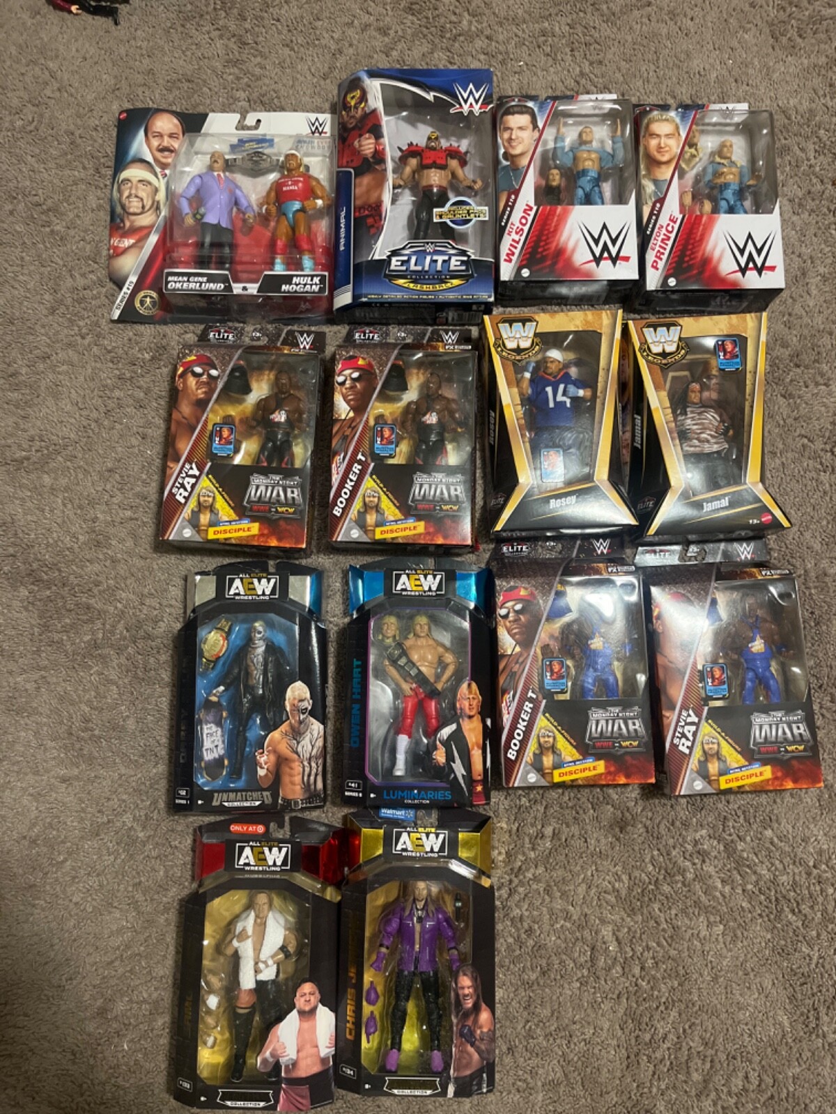 wwe/aew elite bundle of 14 MOC