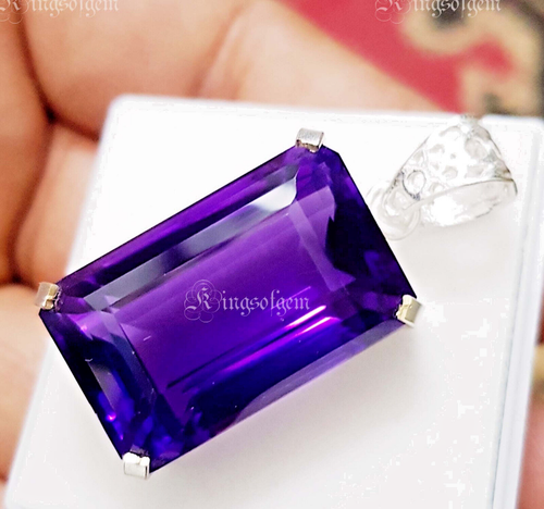 62 Ct Natural Purple Amethyst 925 Sterling Silver Solitaire Pendant Gemstone