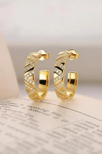 14k Yellow Gold Plated 2 Ct Round Cut Simulated Diamond Beautiful Hoop Earrings