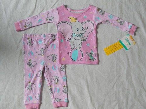Dumbo Pajamas Sleep Outfit Girls Size 9 12 18 24 Months Pink NEW Baby Disney Set - Picture 9 of 12