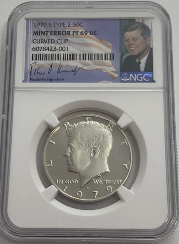 1979 S TYPE 2 NGC MINT ERROR PF69 UC CURVED CLIP KENNEDY HALF DOLLAR JFK 50c