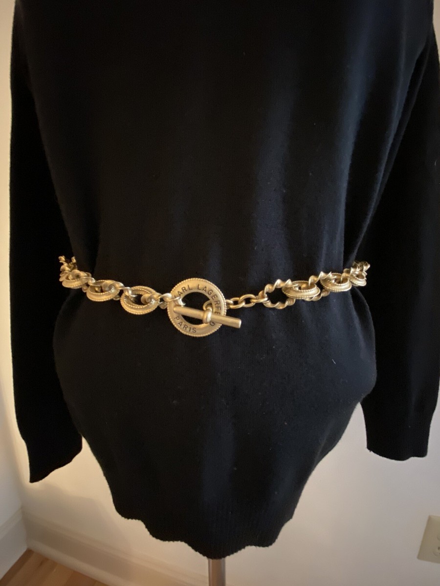 Vintage Karl Lagerfeld Paris Gold-tone Chain link Toggle belt 