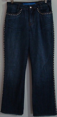 ESCADA SPORT WOMEN'S JEANS KATE STYLE-SIZE 30WX30L EMBELLISHED STUDS-100% COTTON