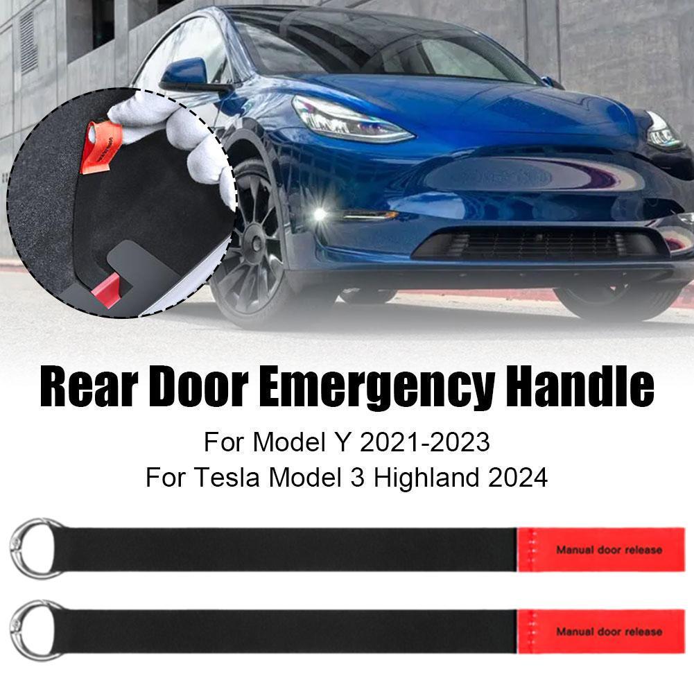 2PCS Rear Door Emergencies Safety Pull Rope For-Tesla Model Y/3 ,χ 2W5R