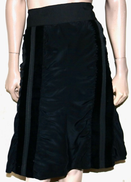 Gonna pannello velluto nero Yves Saint Laurent Tom Ford A I 2002 F 42