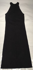 Old Navy Womens M Black Fitted Sleeveless High Neck Rib Knit Midi Sweater Dress