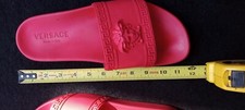 Versace Men's Large Red Medusa Palazzo Sandals Slides Flip Flops Made In Italy
