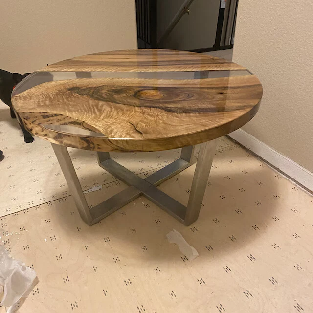Clear  Epoxy Resin Live Edge  Wooden Coffee, Side, Center ,End Table With Legs - Image 2 of 2