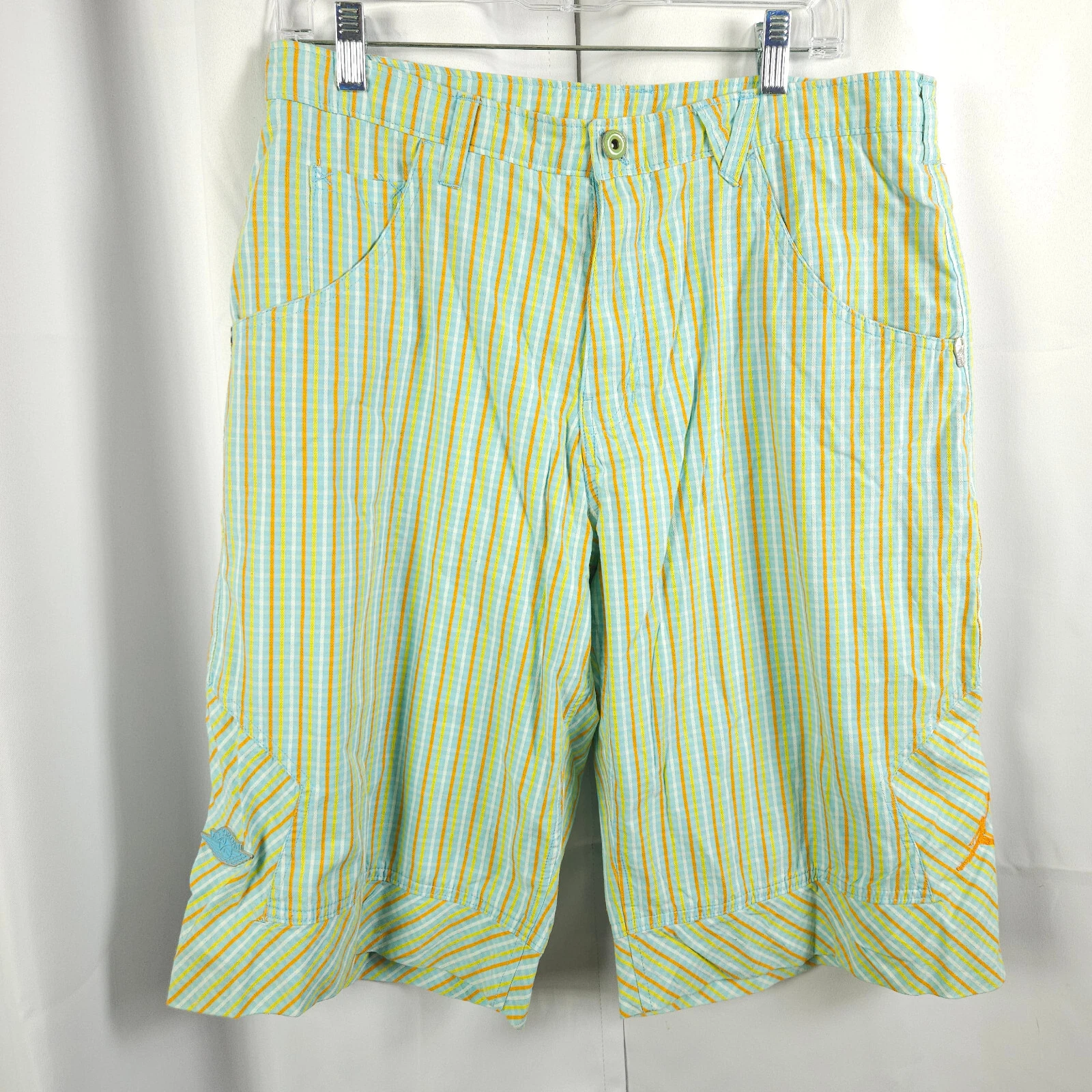 Air Jordan Nike Green Striped Mesh Lined 5-Pocket Board Shorts Men's 36