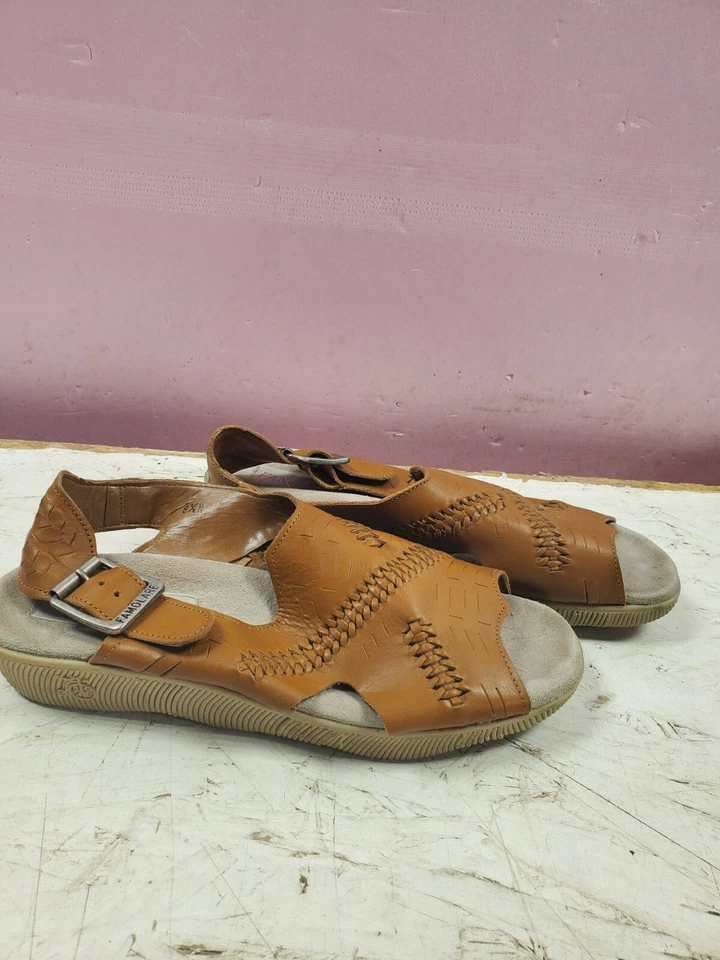 Sandalias de cuña vintage FAMOLARE de tacón alto hechas en Italia 8,5 cuero marrón Foto 4 de 4