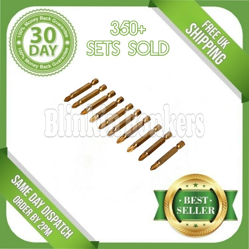 Strom Bit Set 10-teilig – Pozi-S2 Bits 50 Mm Mit Titanbeschichtung