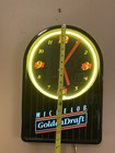 Michelob Golden Draft Beer Bar Neon Clock Lighted busch bud Sign Rare — photo 3