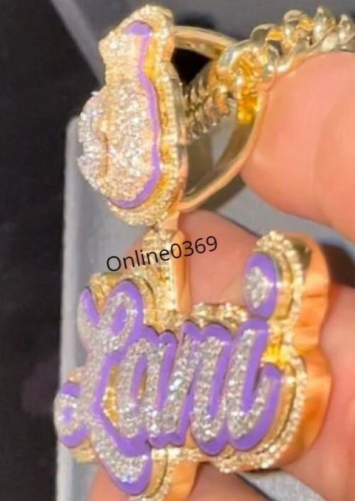 Мужская сертифицированная подвеска с натуральным бриллиантом на заказ фиолетовая эмаль 💰 залог серебро - Изображение 4 из 4